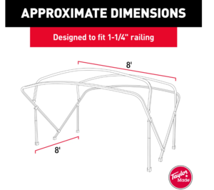 Taylor Made Manual Bimini Replacement Canvas with Boot - 8' x 8' x 1.25