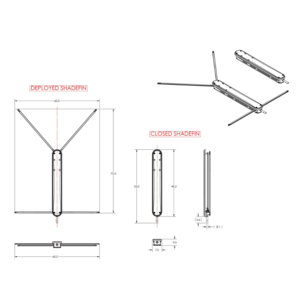 Taco ShadeFin with White Fabric, Bag and Fixed Rod Holder Mount Kit - White  • T10-3000-3