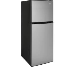 GE Appliances 9.8 cu ft 12 Volt DC Power Top-Freezer Refrigerator, Right Swing, Stainless Steel • GPV10FSNSB