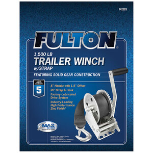 Fulton Trailer Winch, Single-Speed, 1,500 lbs. Capacity, 20 ft. Strap  • 142203