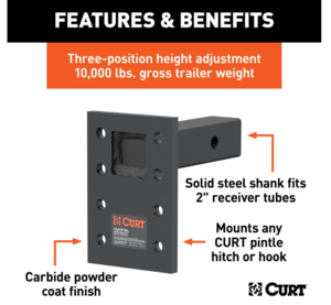 Curt Adjustable Pintle Mount, 2