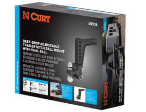 Curt Deep-Drop Adjustable Trailer Hitch Ball Mount with Dual Ball, 2