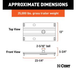 Curt Bent Plate 5th Wheel Rail Gooseneck Hitch w/ 2-5/16