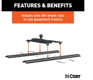 Curt Bent Plate 5th Wheel Rail Gooseneck Hitch w/ 2-5/16