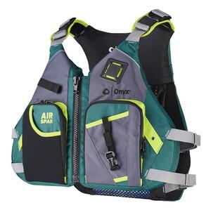 Onyx Outdoor Airspan Angler Paddling Kayak Life Vest, Green/Gray, XS/S  • 123200-400-020-23