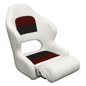 Wise Deluxe Series Pontoon Bucket Seat w/ Flip Up Bolster, White • Red • Charcoal  • 8WD3315-1009