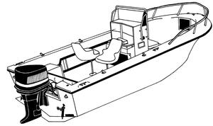 Carver Styled-to-Fit V-Hull Center Console Fishing Boat Cover with High Bow Rails - 19'6