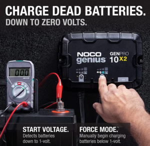 Noco 2-Bank, 20-Amp On-Board Battery Charger, Battery Maintainer, and Battery Desulfator  • GENPRO10X2