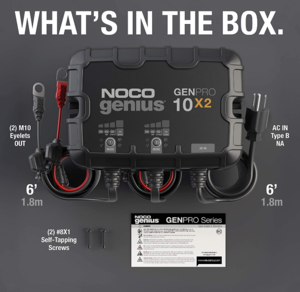 Noco 2-Bank, 20-Amp On-Board Battery Charger, Battery Maintainer, and Battery Desulfator  • GENPRO10X2