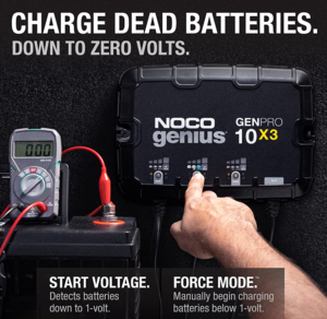 Noco 3-Bank, 30-Amp On-Board Battery Charger, Battery Maintainer, and Battery Desulfator  • GENPRO10X3