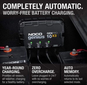 Noco 3-Bank, 30-Amp On-Board Battery Charger, Battery Maintainer, and Battery Desulfator  • GENPRO10X3