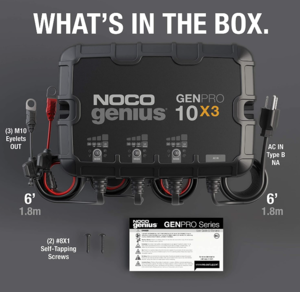 Noco 3-Bank, 30-Amp On-Board Battery Charger, Battery Maintainer, and Battery Desulfator  • GENPRO10X3