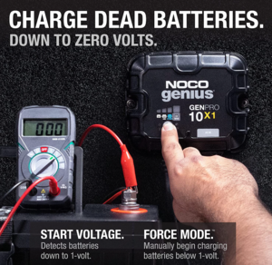 Noco 1-Bank, 10-Amp On-Board Battery Charger, Battery Maintainer, and Battery Desulfator  • GENPRO10X1