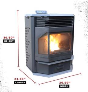 Cleveland Iron Works Bay Front Pellet Stove, 52,000 BTU, 1800 SQ FT Heating Area • F500210