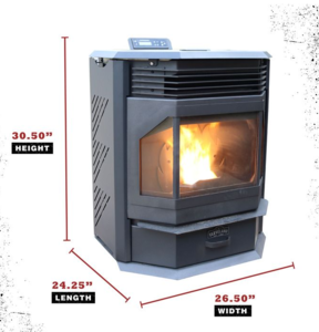 Cleveland Iron Works Bay Front Pellet Stove, 52,000 BTU, 1800 SQ FT Heating Area  • F500210