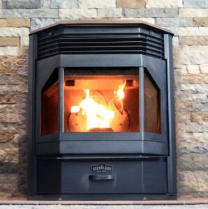 Cleveland Iron Works Bay Front Pellet Stove, 52,000 BTU, 1800 SQ FT Heating Area • F500210