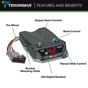 Tekonsha BRAKE-EVN Proportional Brake Controller for Trailers with 1-4 Axles, Black  • 8508220