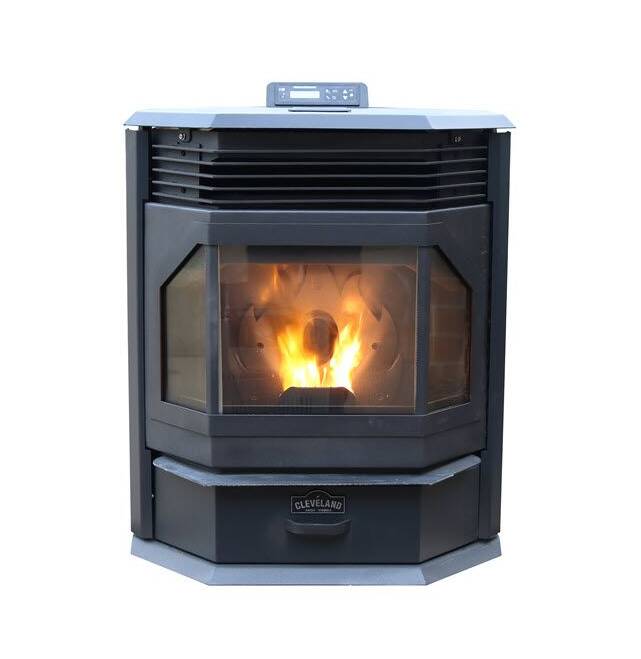 Cleveland Iron Works Bay Front Pellet Stove, 52,000 BTU, 1800 SQ FT Heating Area • F500210