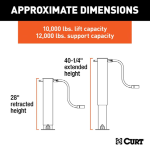 Curt Direct-Weld Square Jack with Side Handle, 12,000 Lbs, 12-1/2