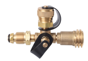 Flame King 4 Port Brass Tee Propane Adapter  • RV-COMBO1