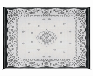 Camco Outdoor Mat 9' x 12' - Oriental, Charcoal / White  • 42853