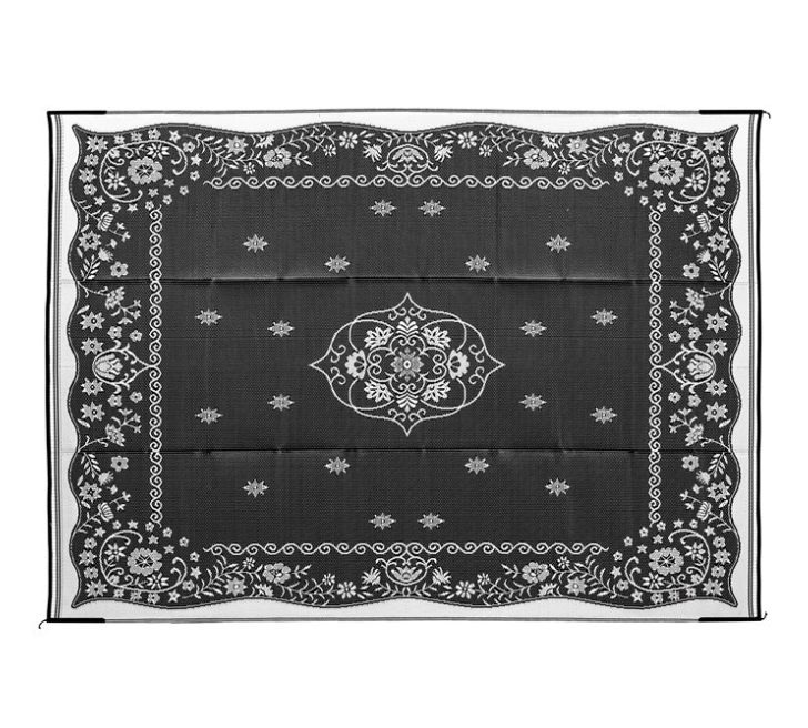 Camco Outdoor Mat 9' x 12' - Oriental, Charcoal / White  • 42853