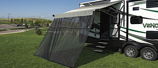 Carefree EZ ZipBlocker 17' x 7' Black Polyester RV Awning Front Shade Panel  • 701707