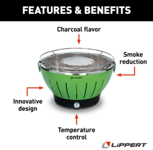 Lippert Odyssey Portable Charcoal Grill - Green  • 2021106516