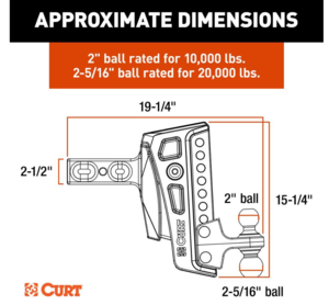 Curt  Rebellion XD Adjustable Cushion Hitch, 2-1/2