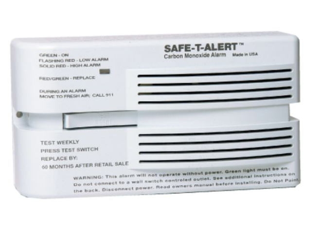 Safe-T-Alert Carbon Monoxide Alarm, Surface Mount 12 VDC Hard Wire, White  • 65-541-WT