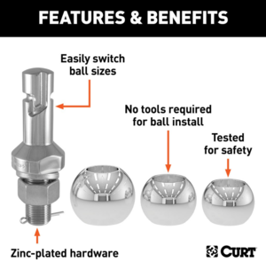 Curt Switch Ball Trailer Ball Set 1 In Shank With 1 7/8