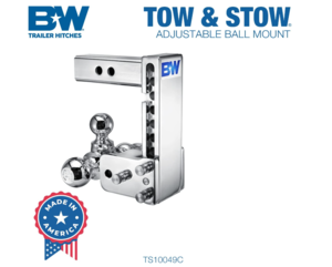 B&W  Tow & Stow Adjustable Tri-Ball Mount - Chrome - 2