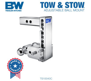 B&W Tow & Stow Adjustable Dual-Ball Mount - Chrome - 2