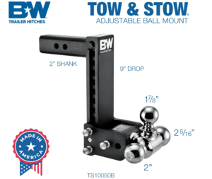 B&W  Tow & Stow Adjustable Tri-Ball Mount - 2