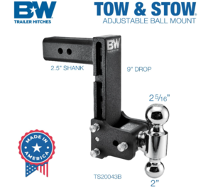 B&W Tow & Stow Adjustable Dual-Ball Mount - 2.5