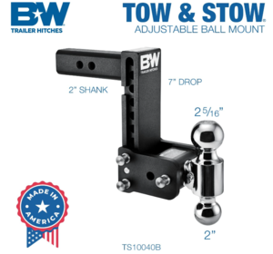 B&W  Tow & Stow Adjustable Dual-Ball Mount - 2