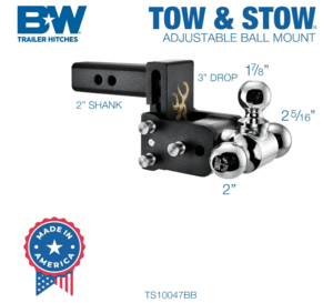 B&W Tow & Stow Adjustable Tri-Ball Mount - Browning - 2