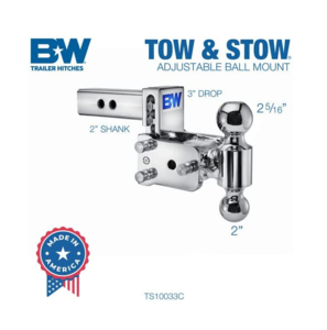 B&W Tow & Stow Adjustable Dual-Ball Mount - Chrome - 2