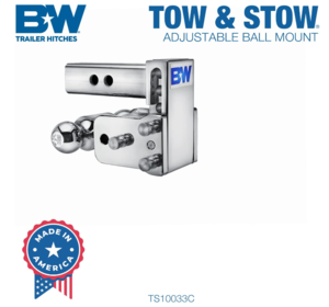 B&W Tow & Stow Adjustable Dual-Ball Mount - Chrome - 2