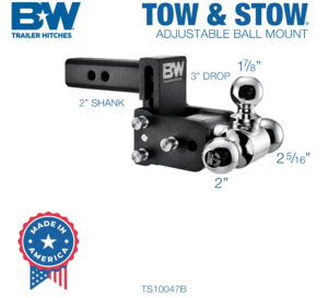 B&W Tow & Stow Adjustable Tri-Ball Mount - 2