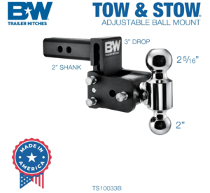 B&W Tow & Stow Adjustable Dual-Ball Mount -2