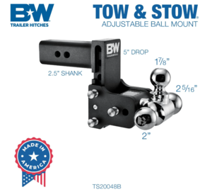 B&W   Tow & Stow Adjustable Tri-Ball Mount - 2.5