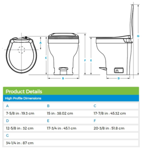 Thetford Aqua-Magic VI SloClose Toilet With Hand Sprayer, High Profile, Parchment  • 31840