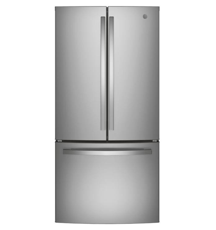 GE Appliances Energy Star 18.6 Cu. Ft. Counter-Depth French-Door Refrigerator  • GWE19JYLFS