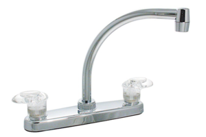 Valterra Catalina 2-Handle Hi Arc RV Faucet, Tubular Metal Spout, Chrome with Clear Lever Handles  • PF221302