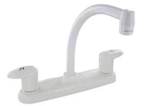 Valterra Catalina 2-Handle Hi Arc RV Faucet, Tubular Metal Spout, White  • PF221202