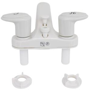 Valterra Catalina RV Bathroom Faucet w/ D-Spud - Dual Lever Handle - White • PF222241