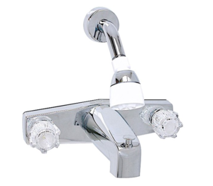 Valterra Phoenix Chrome Plated Low-Arc Lavatory Tub/Shower Kit with Clear Knobs Handles & Diverted  • PF214349