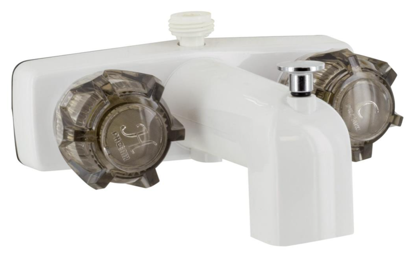 Valterra RV Tub and Shower Diverter Faucet w/ D-Spud - Dual Knob Handle - White  • PF213264