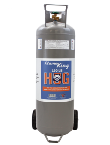 Flame King 100 LB Horizontal & Vertical Propane Cylinder w/ POL and Wheels  • YSN100HOGA